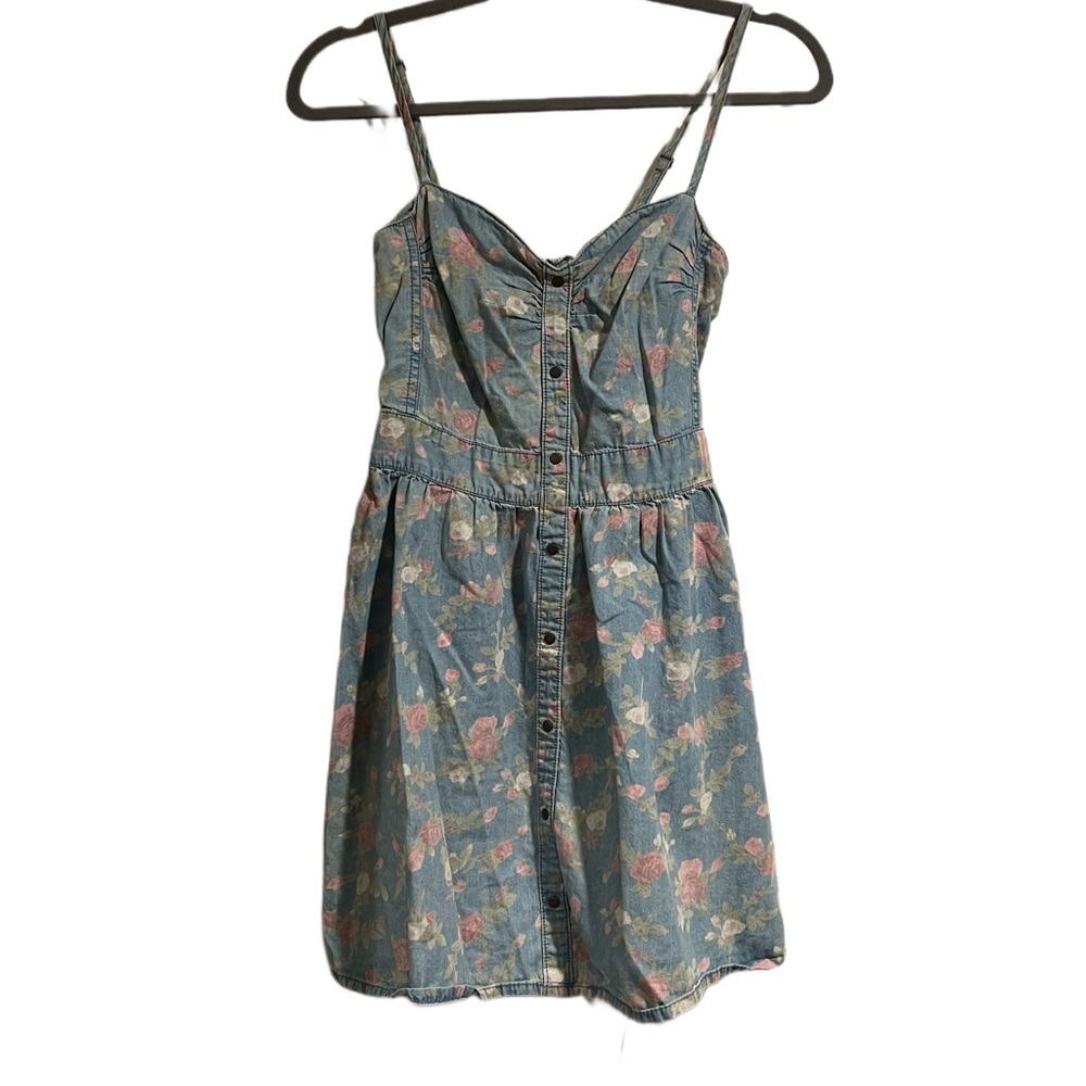 COPY - Y2k • Tinseltown • small light denim floral mini dress